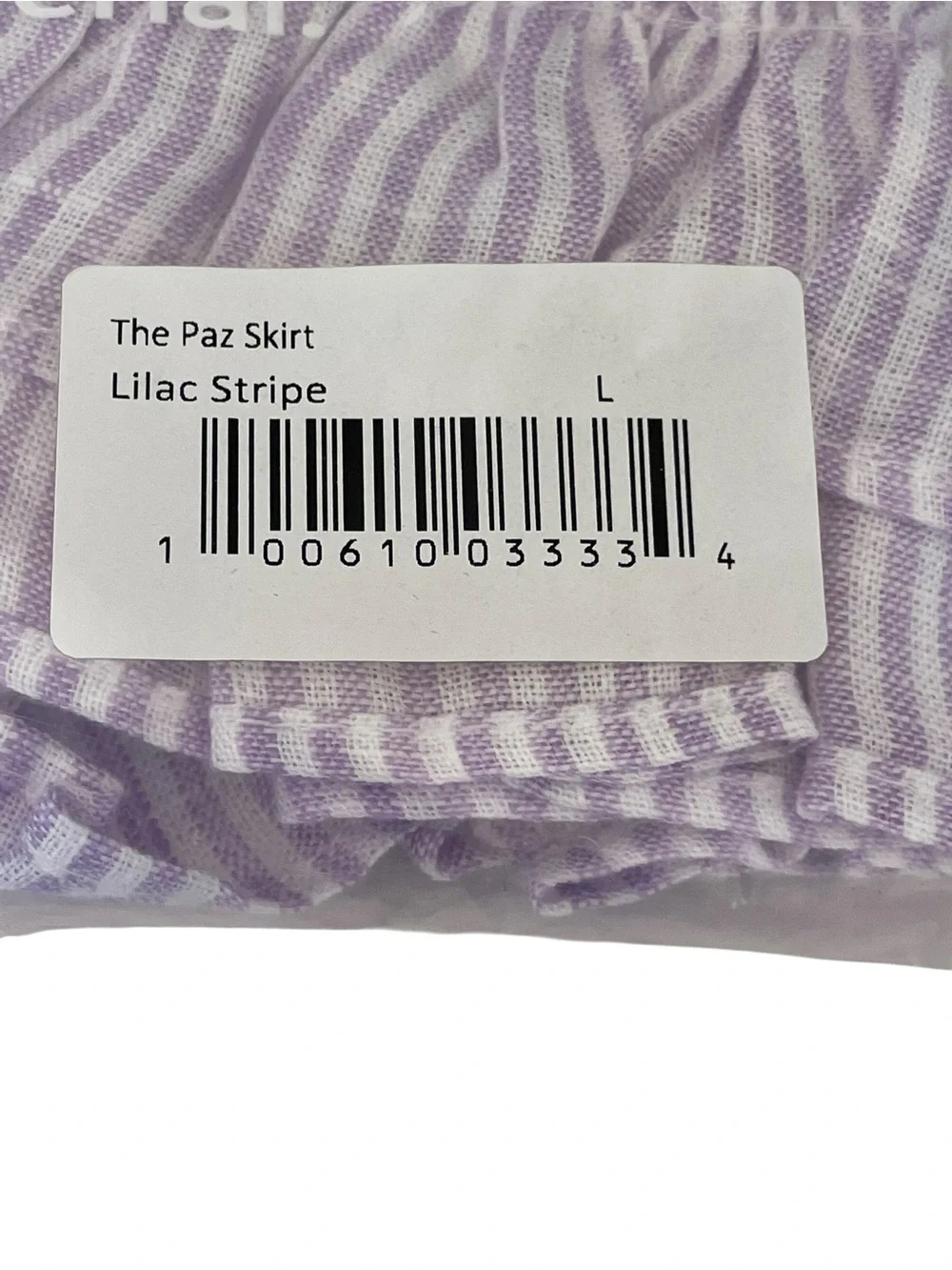 Hill House The Paz Lilac Striped Tiered Mini Linen Skirt Large NWT